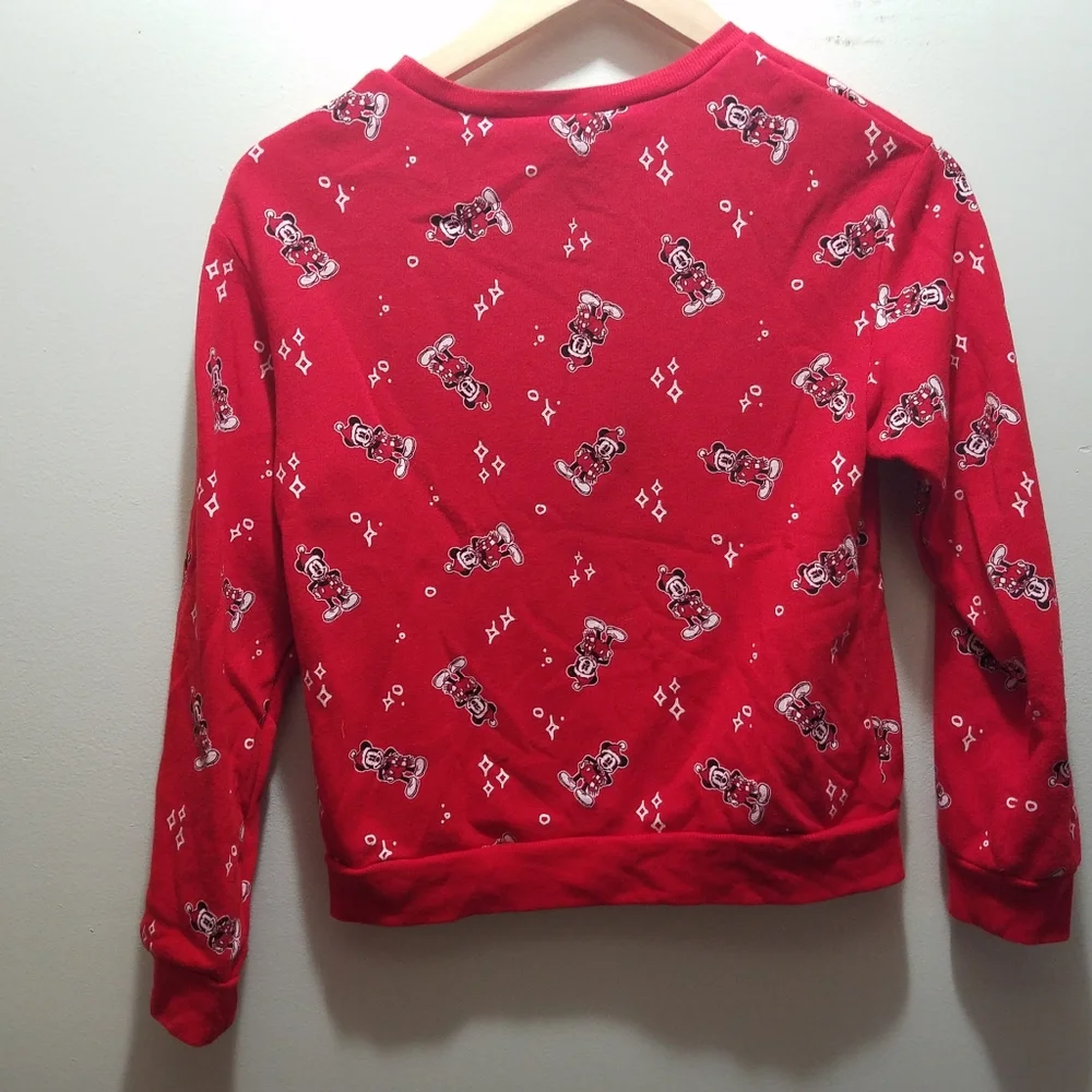 Disney Santa Mickey Mouse Red Kids XL 16 Sweatshirt Christmas Holiday Festive